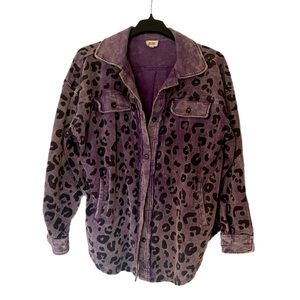 Corduroy Purple and Black Leopard Print Shacket by BiBi